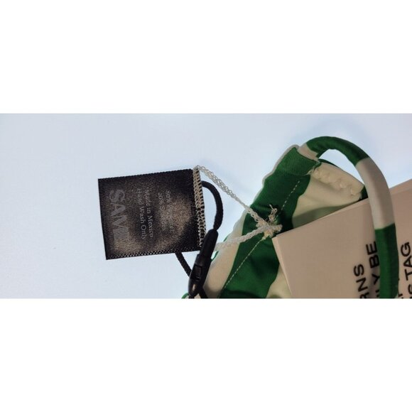 SAME LOS ANGELES Set 2pc Bikiny Swim Top Small Bottom High Weist Stripeed Green - Picture 7 of 10